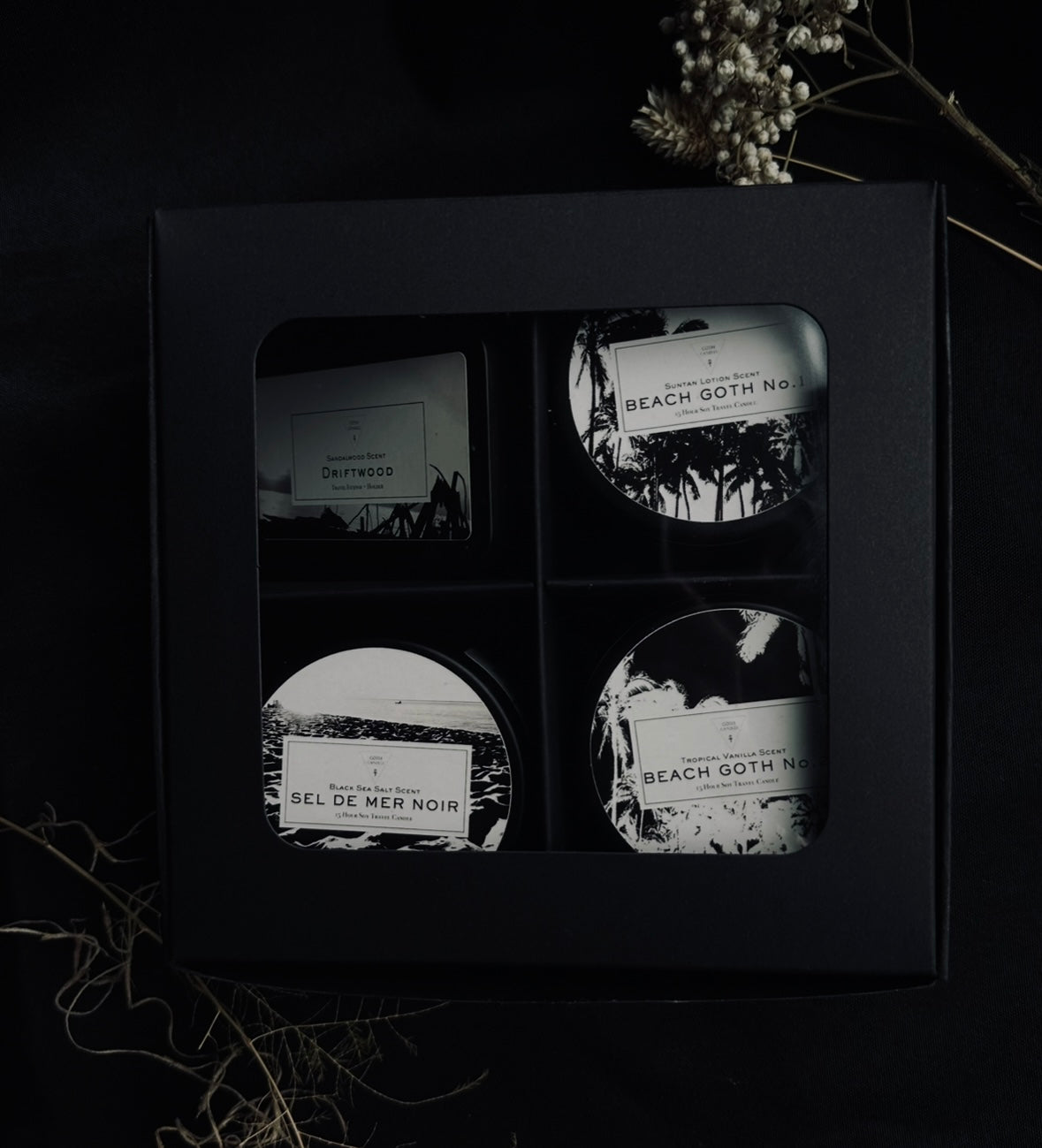 Limited Edition Goth Summer Travel Candle and Incense Bundle Set Soy Candle Suntan Lotion Tropical Vanilla Sea Salt Sandalwood Beach Goth