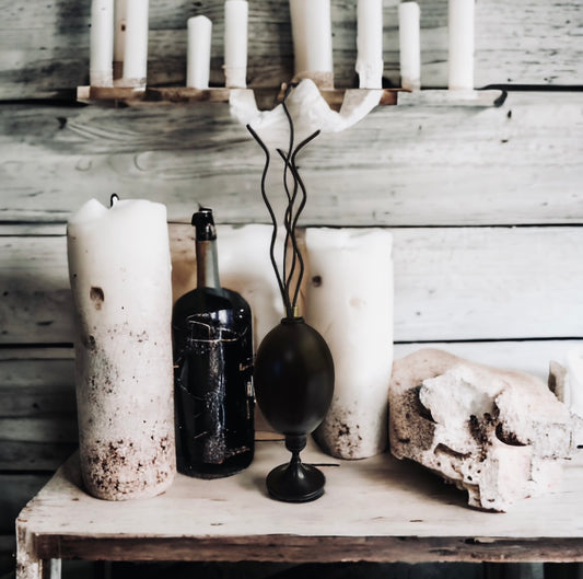 Black Goth Diffuser |Handmade|Ostrich Egg Shape Candle Holder Victorian|Pick Scent|Halloween