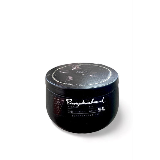 Goth Candles | PUMPKINHEAD | Black Soy Wax Candle | 8 oz Tin Vessel | Best Pumpkin Scent | Halloween Candle