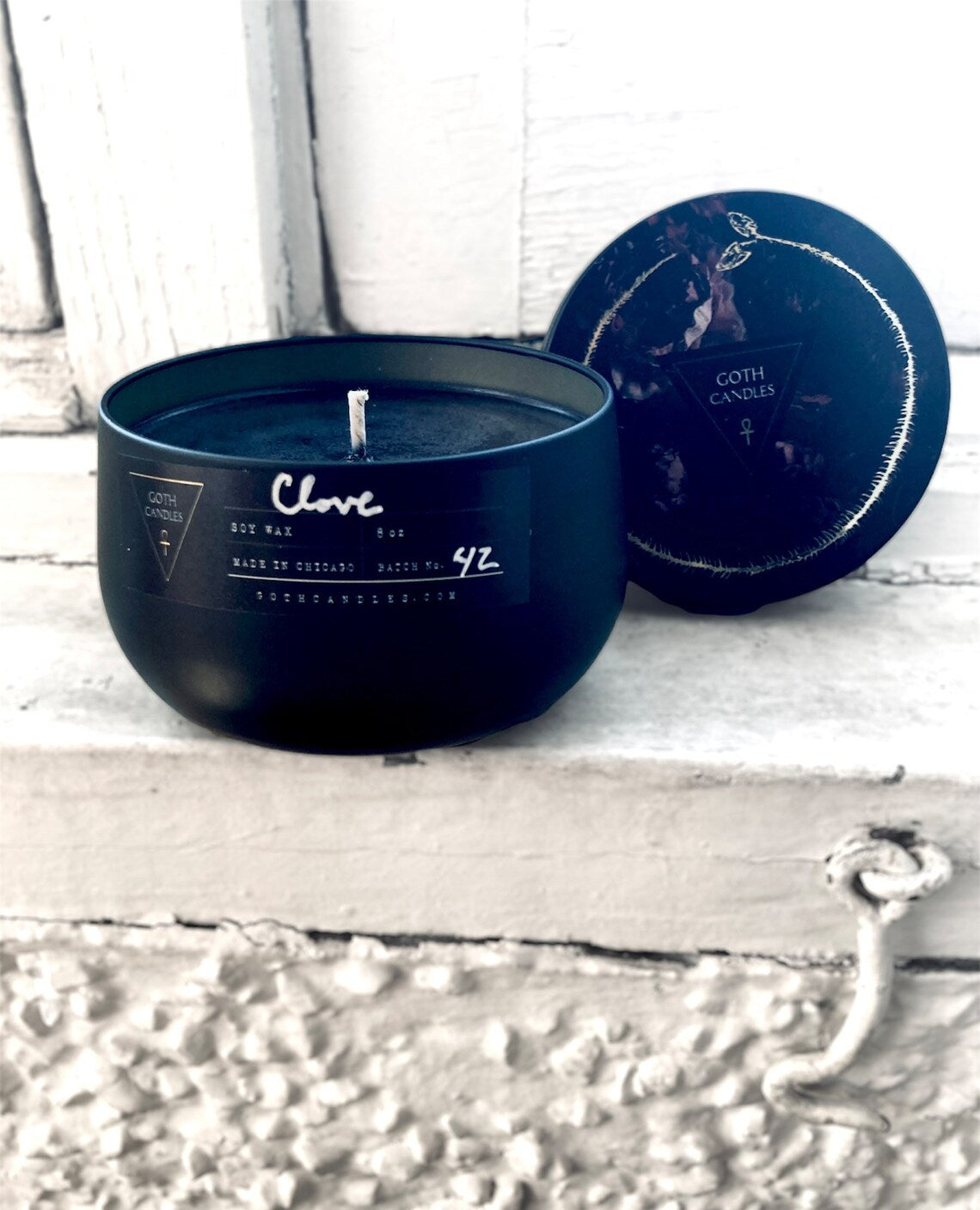 Clove Black Goth Candle Tin Vessel