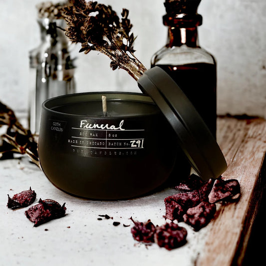 Funeral Rose Oud Scented Soy Candle - Black Candle Goth Candles