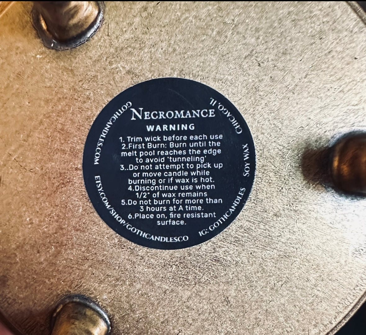Necromance 12oz Clawfoot Soy Halloween Candle Limited Edition Goth Candles Dark Herb and Spice Scent