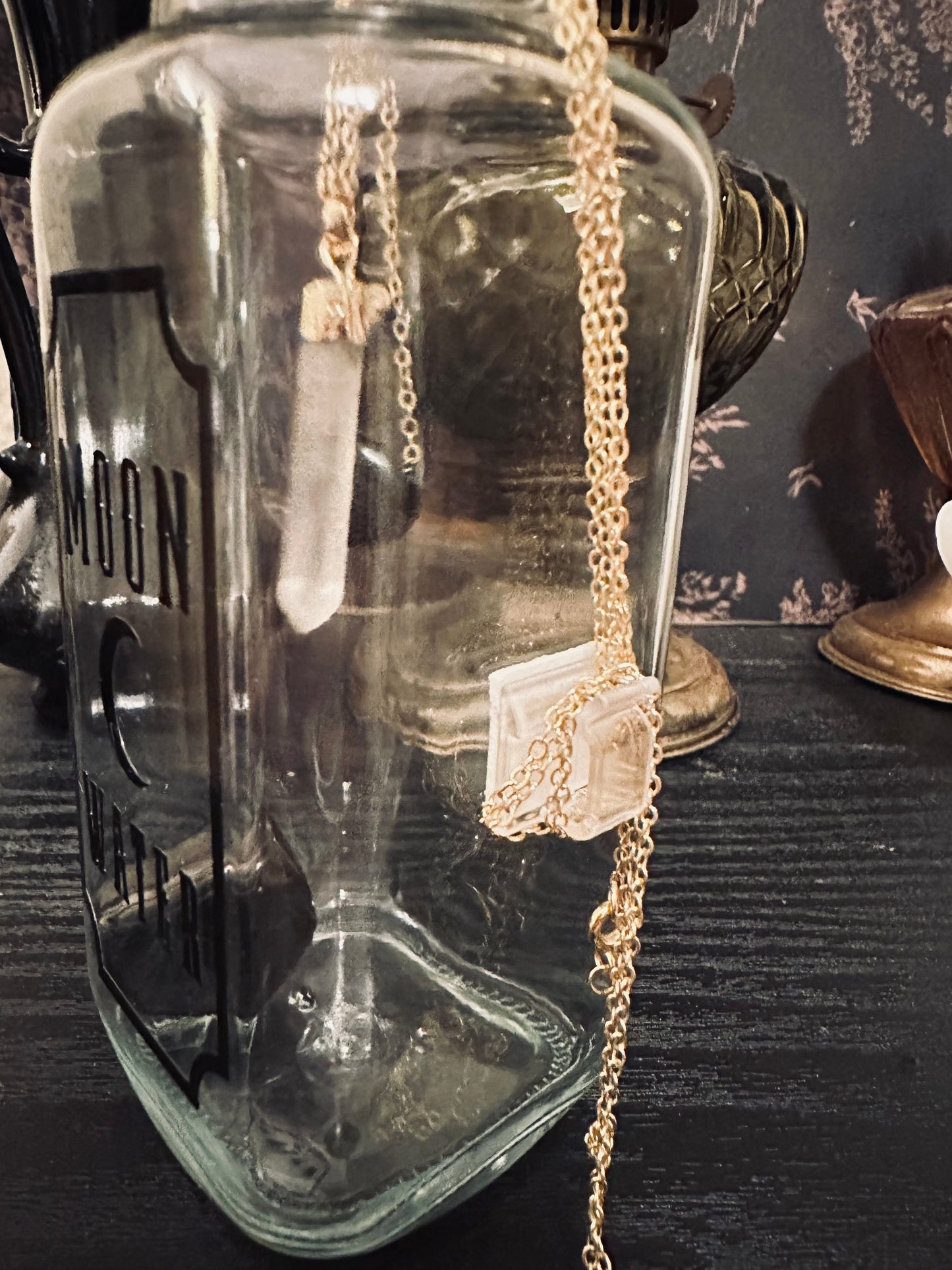 Moon Water Charging Glass Jar 8oz Necklace Holder Hand Made