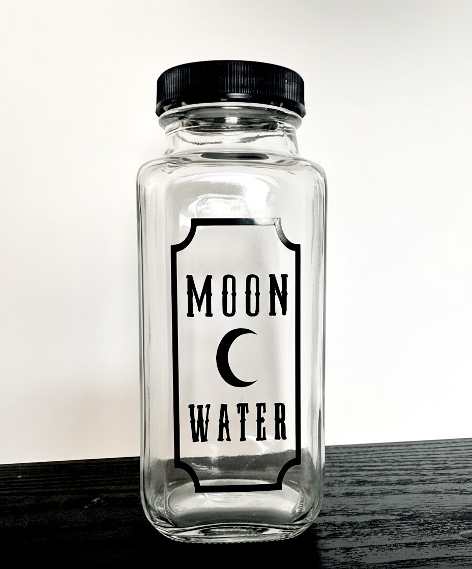 Moon Water Charging Glass Jar 8oz Necklace Holder Hand Made