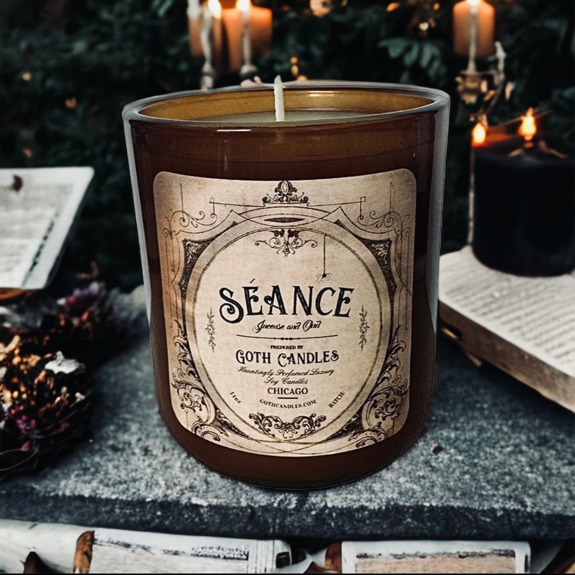 Incense Oud SEANCE 14 oz Handmade Soy Goth Candles | Witchy Goth Housewarming Gift | Halloween Candle | Best Halloween Big Candle