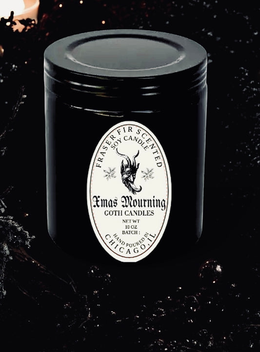 Fraser Fir | XMAS MOURNING | Goth Candles | Krampus | Premium Soy Wax| Goth Christmas Candle | 12oz Vessel | Gothmas Type O Negative