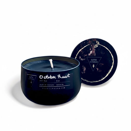 October rust black goth candle