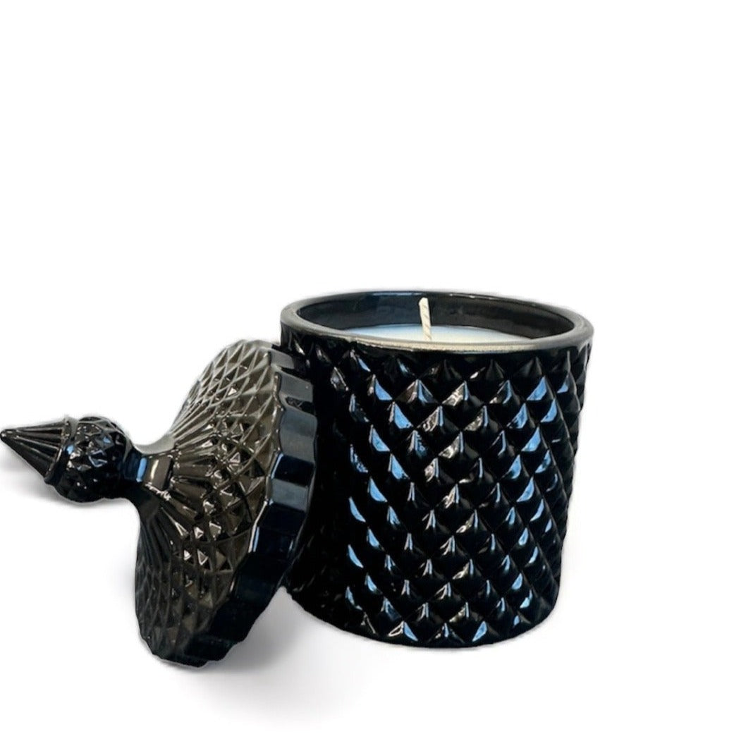 Black Victorian Stud Vessel | Goth Candle | Black Candle | Soy | Choose your scent | Halloween Gift