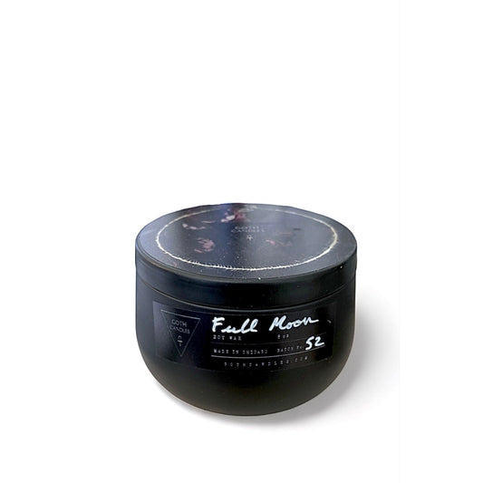 FULL MOON | Goth Candles | Black Premium Soy Wax Candle | 8oz Tin Vessel