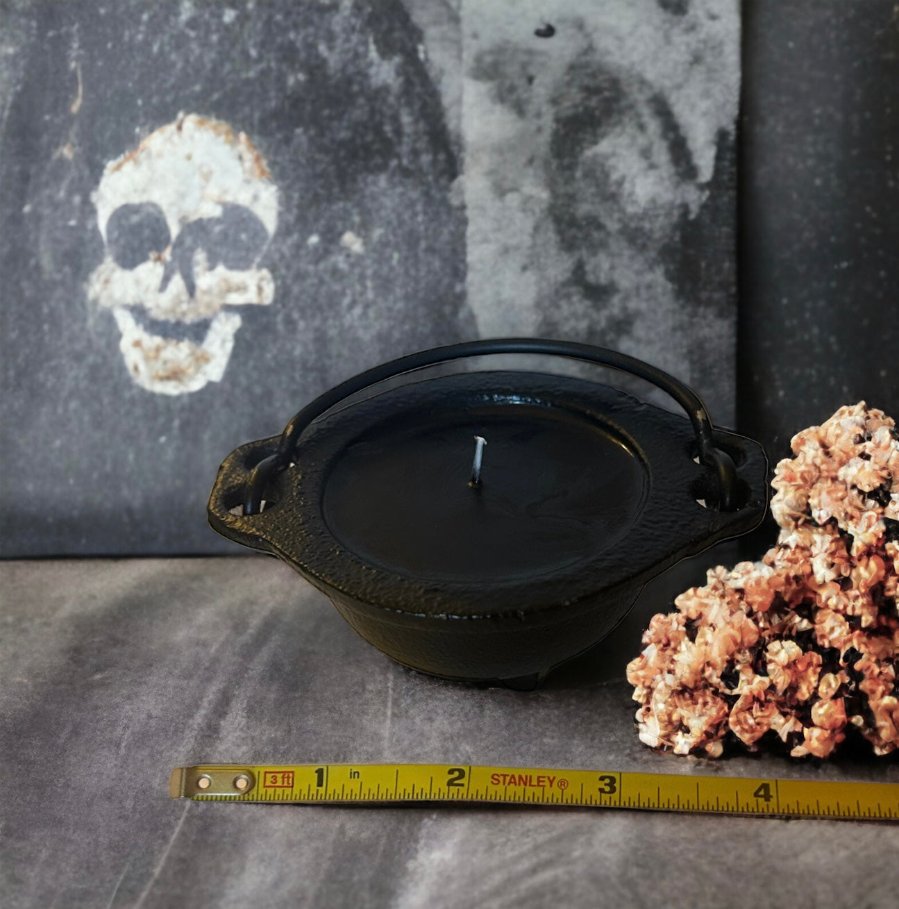 Mini Cast Iron Cauldron Black Candle SEANCE Scent |Incense and Oud|Goth Candles| Halloween Gift