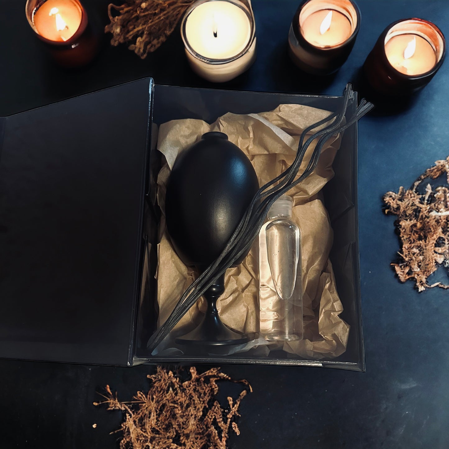 Black Goth Diffuser |Handmade|Ostrich Egg Shape Candle Holder Victorian|Pick Scent|Halloween