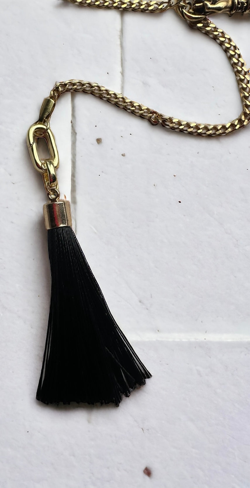 Lariat Hand Tassel Necklace Gold Plated