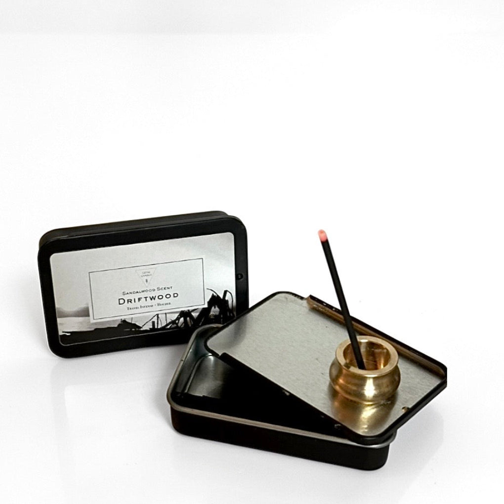 Sandalwood Travel Incense Kit – Low Smoke Fast Burning – Goth Candles Gift