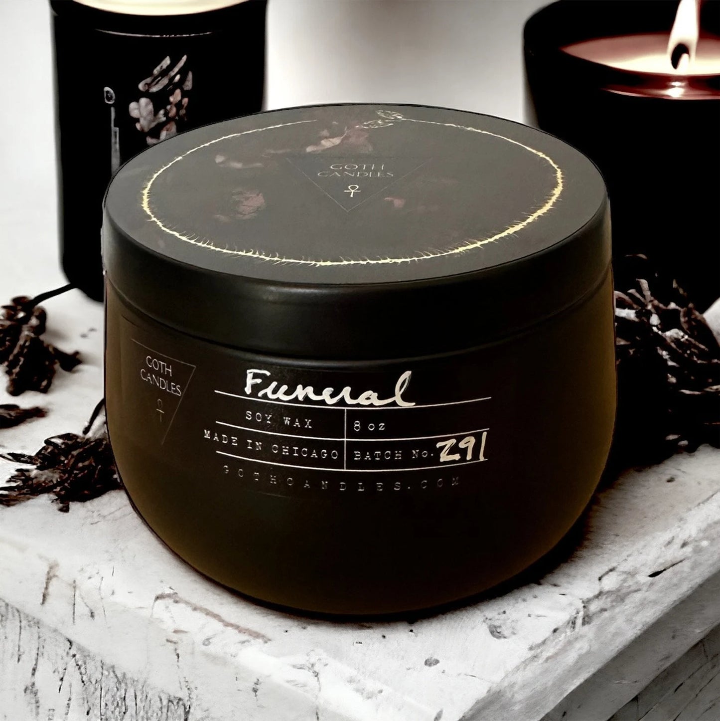 Funeral Rose Oud Scented Soy Candle - Black Candle Goth Candles