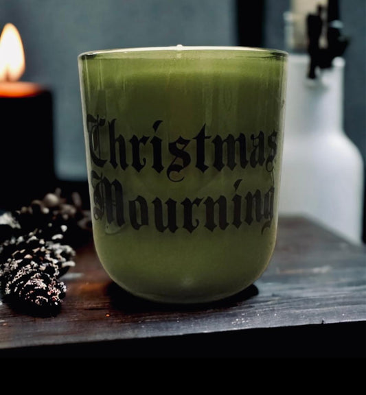 Fraser Fir | CHRISMAS MOURNING | Goth Candles | Christmas Green Soy Candle|Premium Soy Wax| Goth Christmas Candle | 12oz Vessel | Gothmas Type O Negative