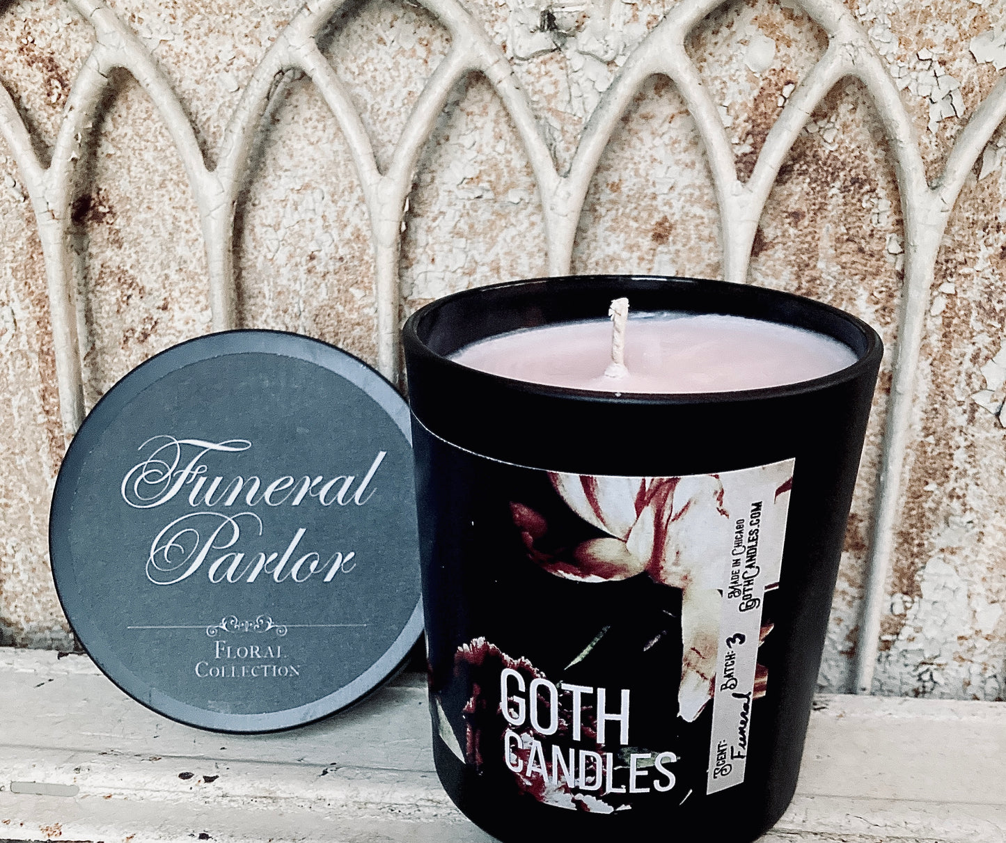 Fresh Rose Scent | FUNERAL | Funeral Parlor Collection | Goth Candles | Soy Wax 10oz Vessel