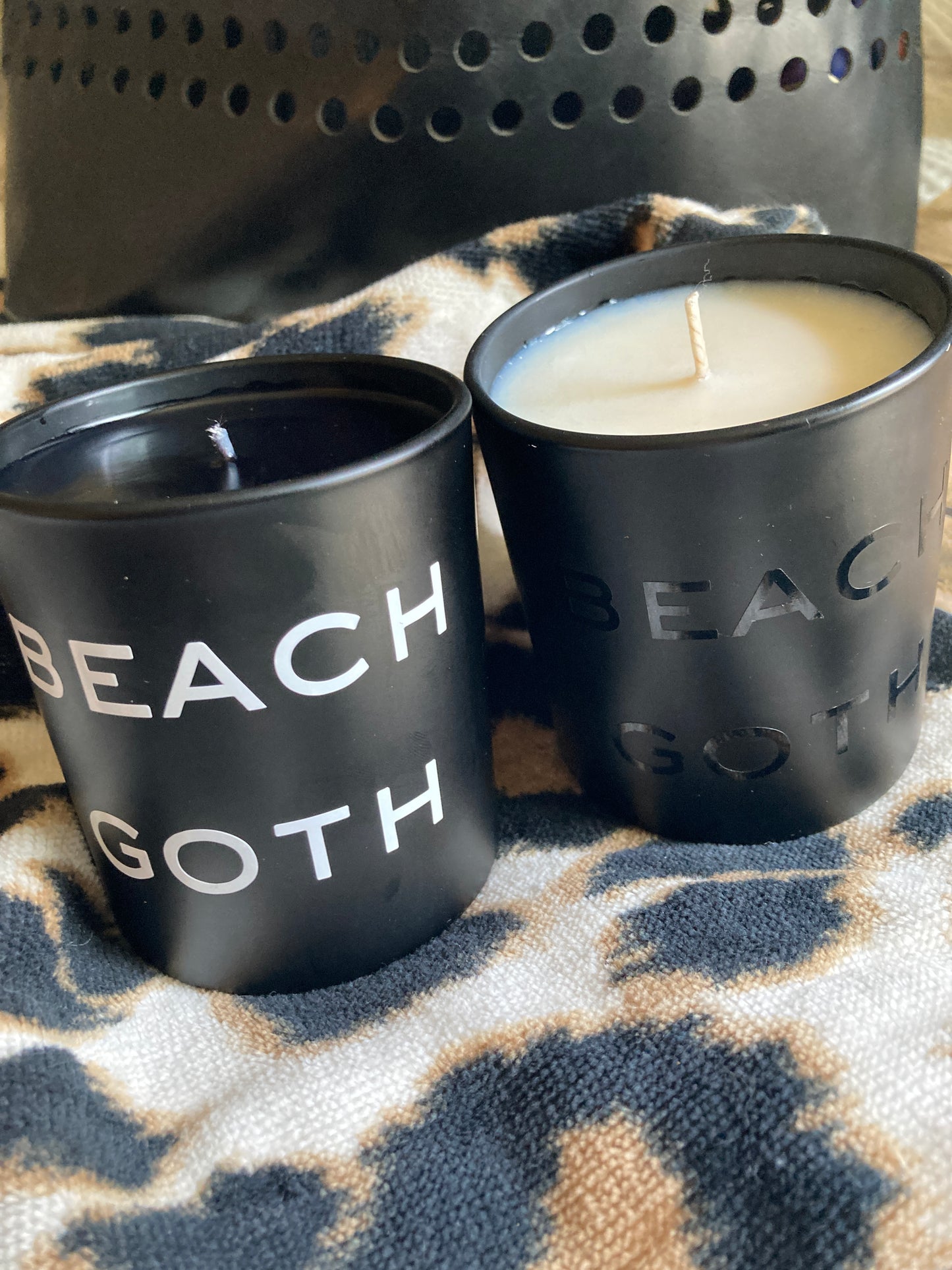 BEACH GOTH #2 Candle |Tropical Vanilla Scent| Goth Candles | Black Soy 10oz Candle Vessel