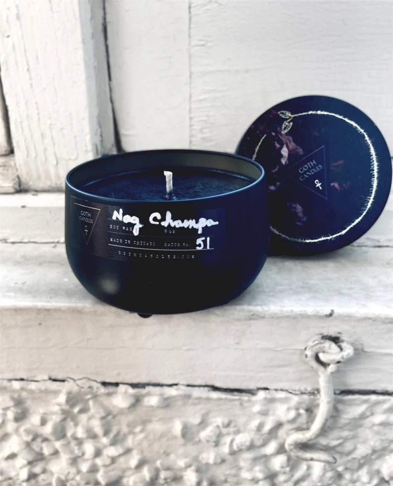 Nag Champa Black Goth Candle Tin Candle